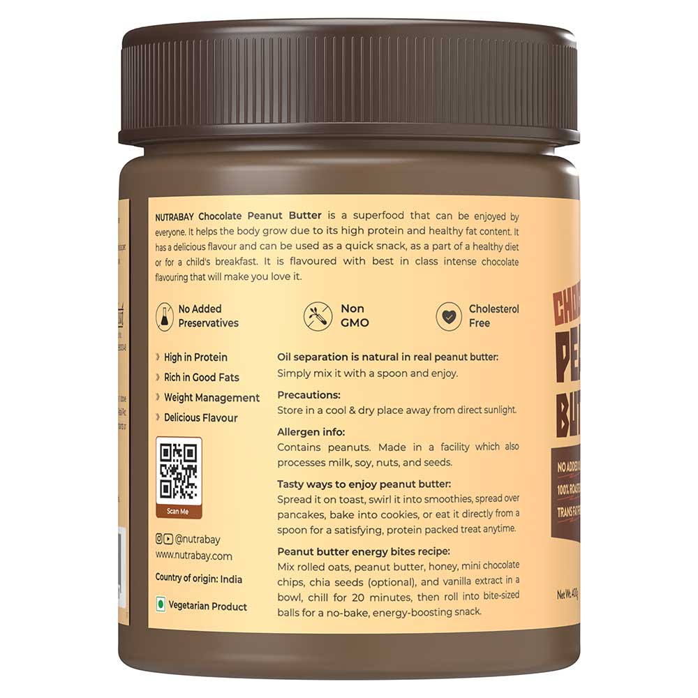 6 - Nutrabay Foods Chocolate Peanut Butter,  400 g  Chocolate Intense, Creamy 