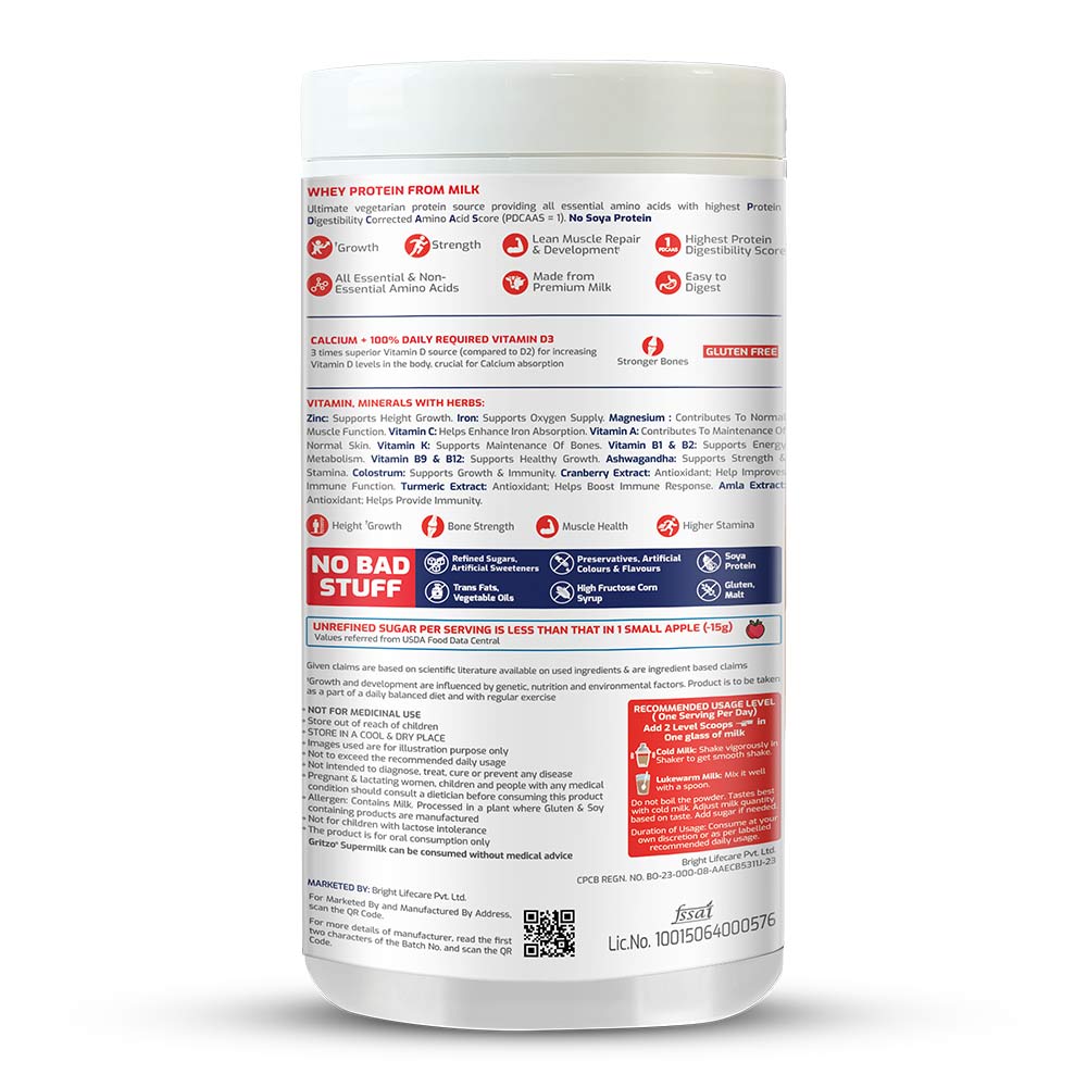 11 - Supermilk Gritzo Height+ for 13+ Yrs Girls Personalized Protein & Nutrition Drink Mix,  400 g  Cafe Mocha