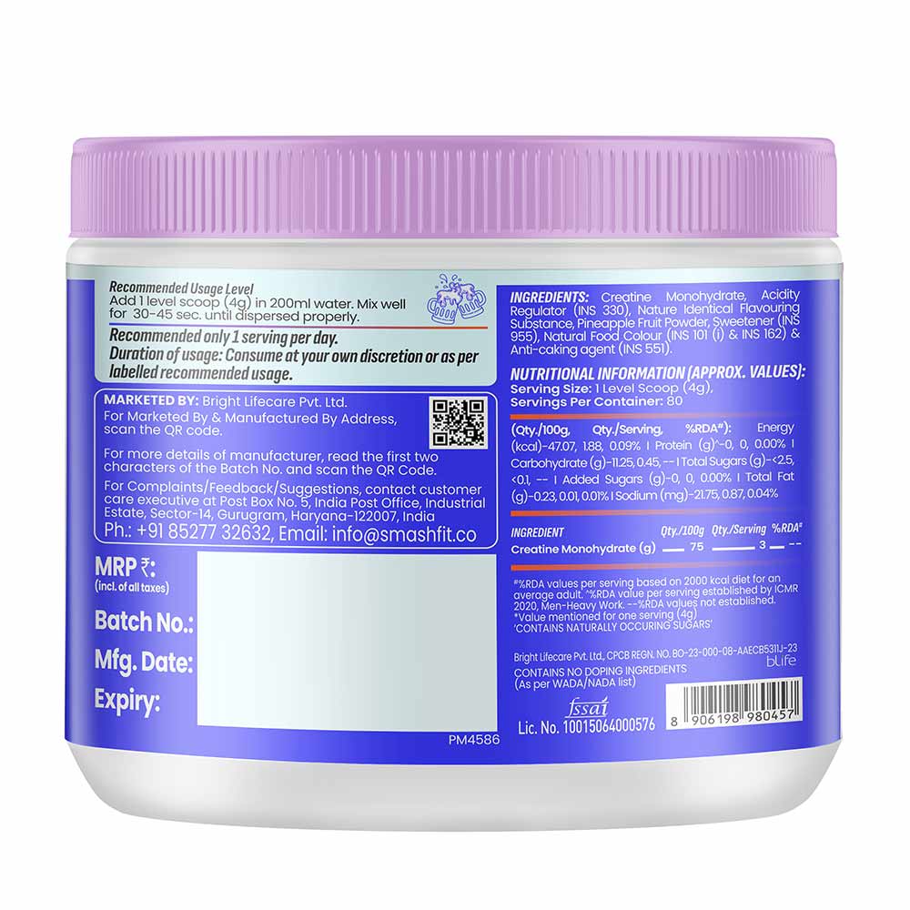 4 - Smash Micronised Creatine Monohydrate,  Citrus Surge  0.71 lb