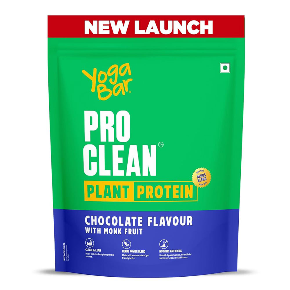 1 - Yogabar Pro Clean Plant Protein,  1.1 lb  Chocolate with Monk Fruit 