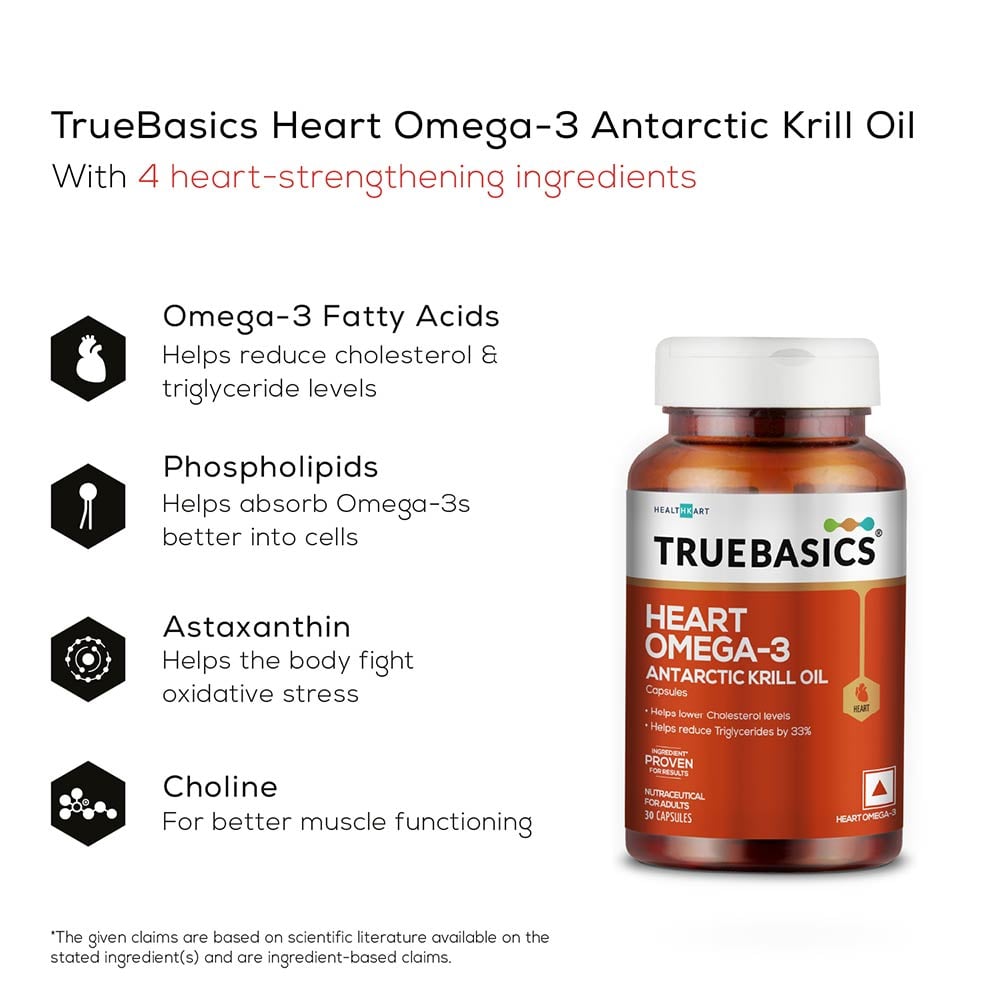 5 - TrueBasics Heart Omega-3 Antarctic Krill Oil,  30 capsules
