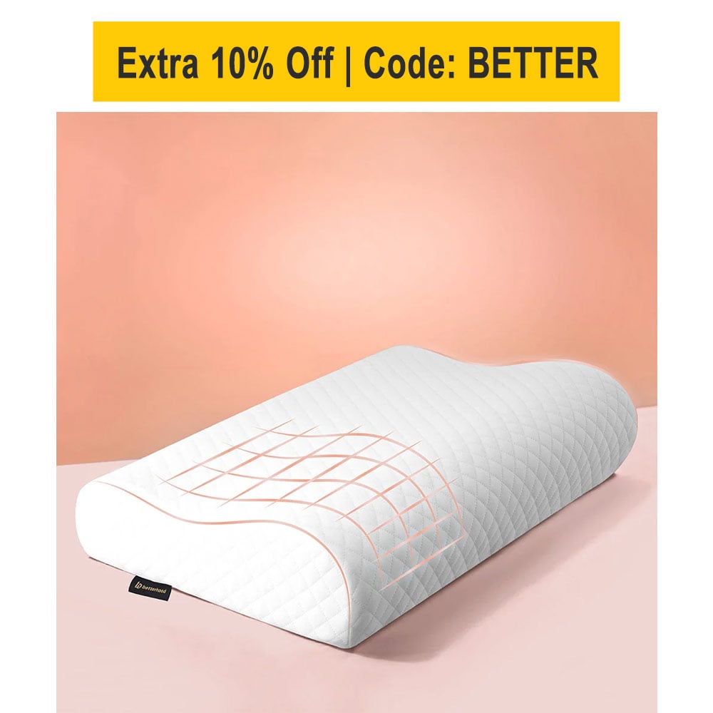 betterhood Memory Foam Ergonomic Dual Height Cervical Sleeping Pillow,  Small  White 
