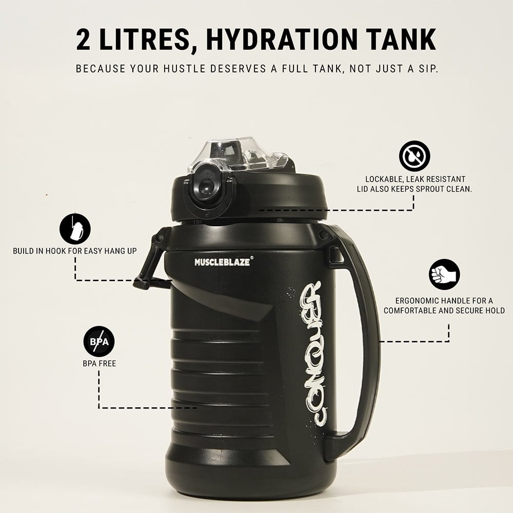 5 - MuscleBlaze Hydration Tank,  Onyx Black  2 L
