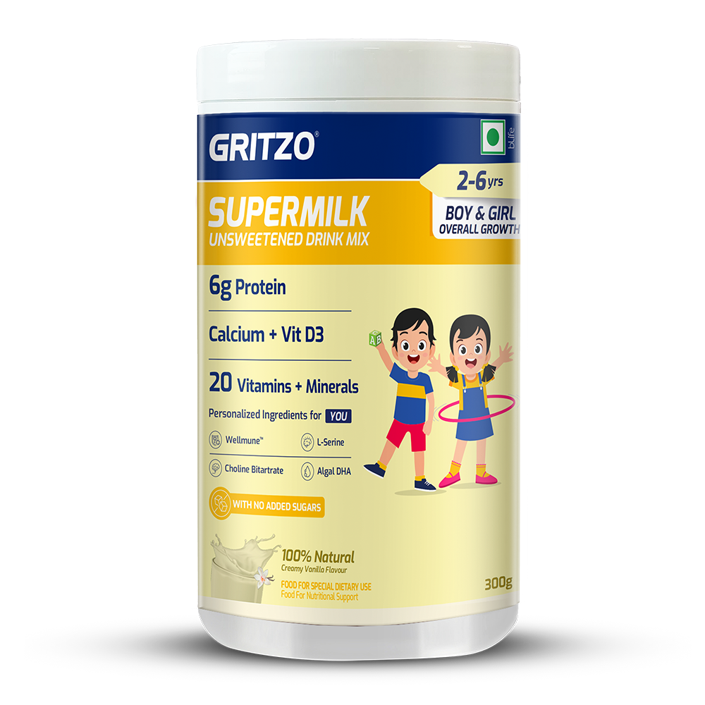 1 - Supermilk Overall Growth for 2-6 Yrs Boy/Girl,  300 g  Unsweetend Creamy Vanilla  2-6 Yrs  Boy/Girl  Overall Growth 