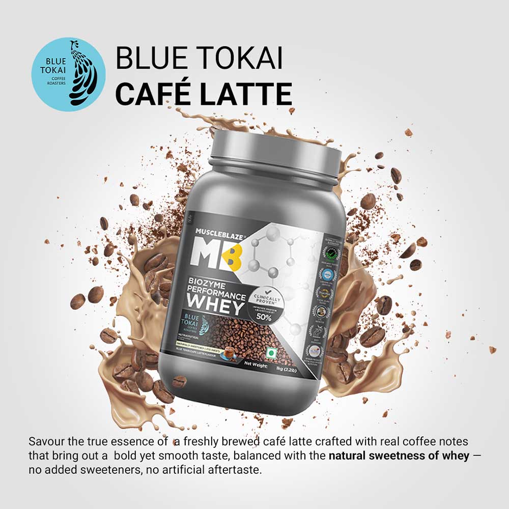 3 - MuscleBlaze Biozyme Performance Whey,  2.2 lb  Blue Tokai Cafe Latte
