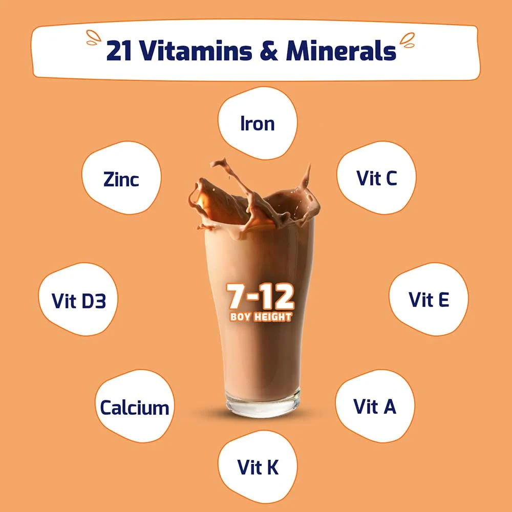 4 - Supermilk Gritzo Height+ for Boy 7-12 Yrs Personalized Protein & Nutrition Drink Mix Powder,  400 g  Double Chocolate 