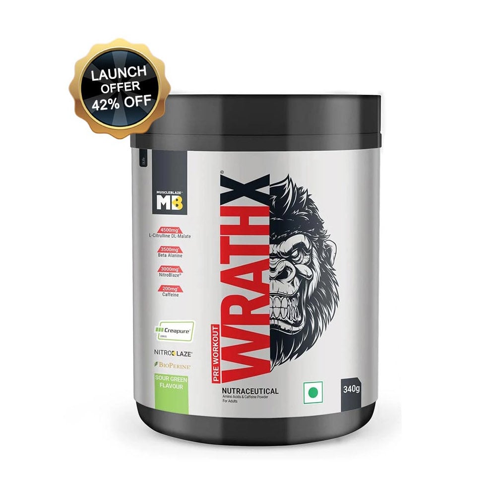 MuscleBlaze Pre Workout WrathX, 0.75 lb Sour Green