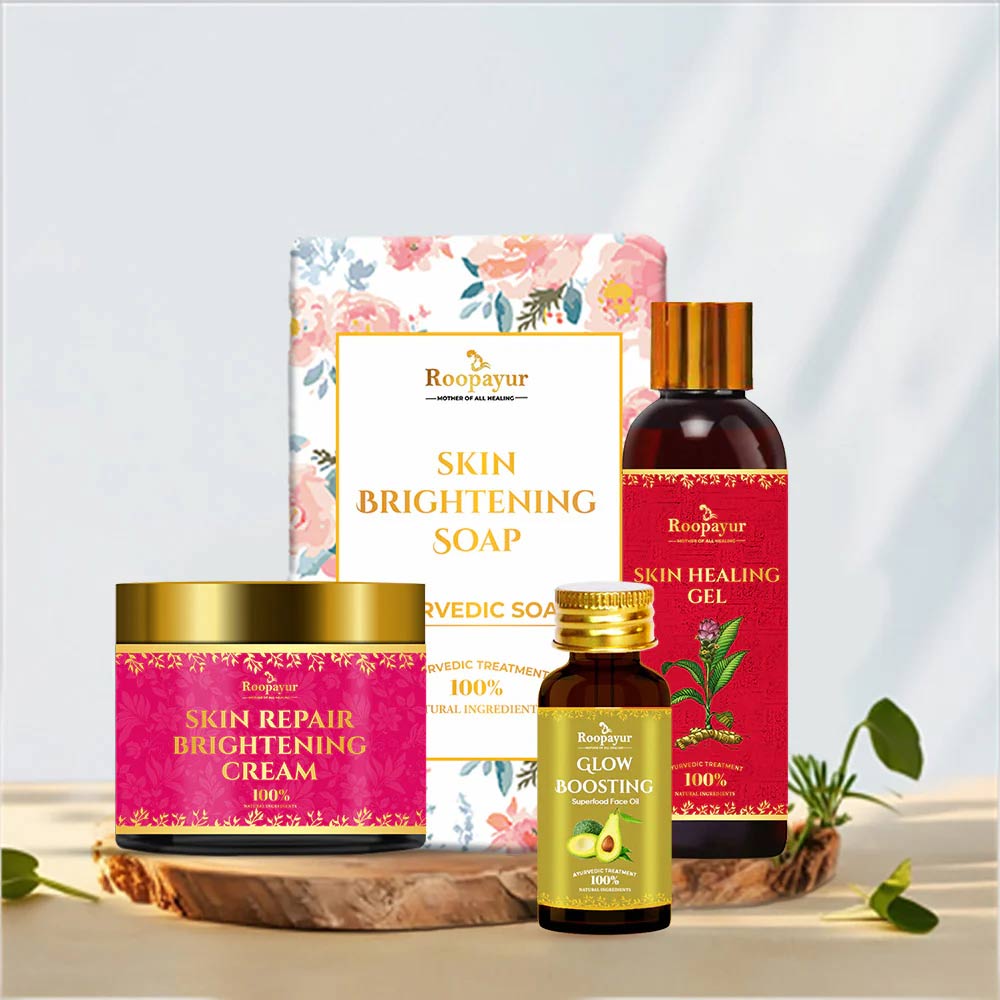 1 - Roopayur Pigmentation Care Combo,  4 Piece(s)/Pack  Skin Repair Brightening Cream + Skin Brightening Soap + Glow Boosting Serum + Skin Healing Gel 
