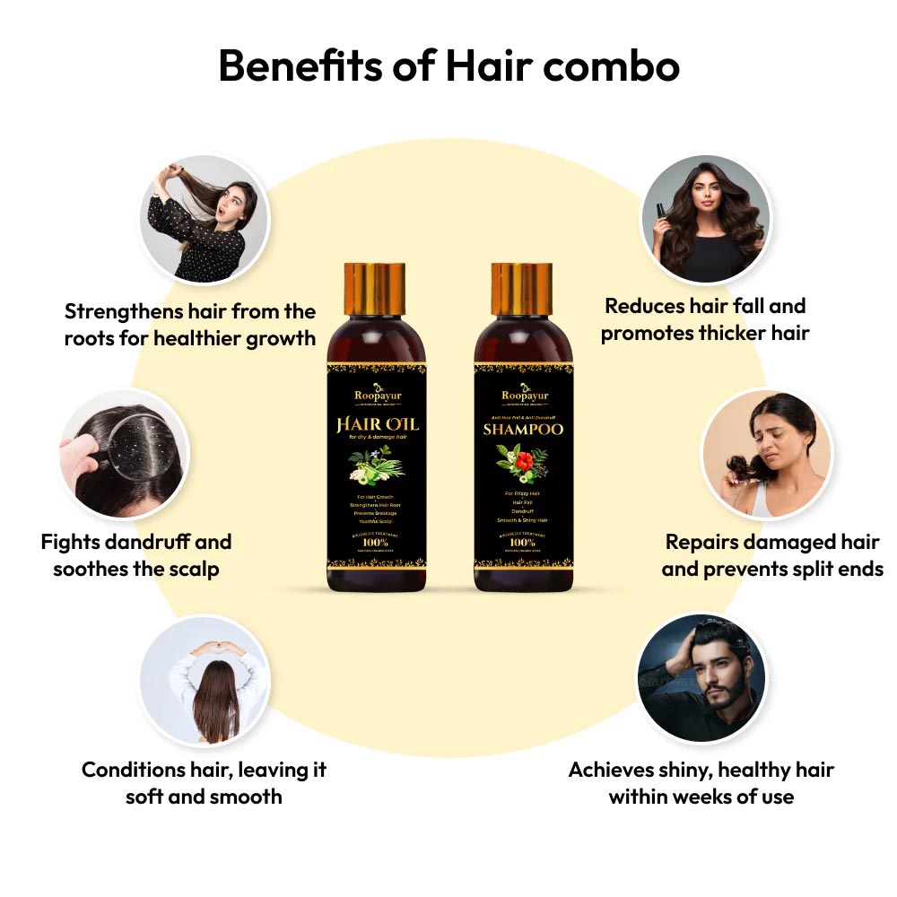 2 - Roopayur Anti Hairfall Combo,  2 Piece(s)/Pack  Hair Oil + Anti Hair fall & Anti Dandruff Shampoo 