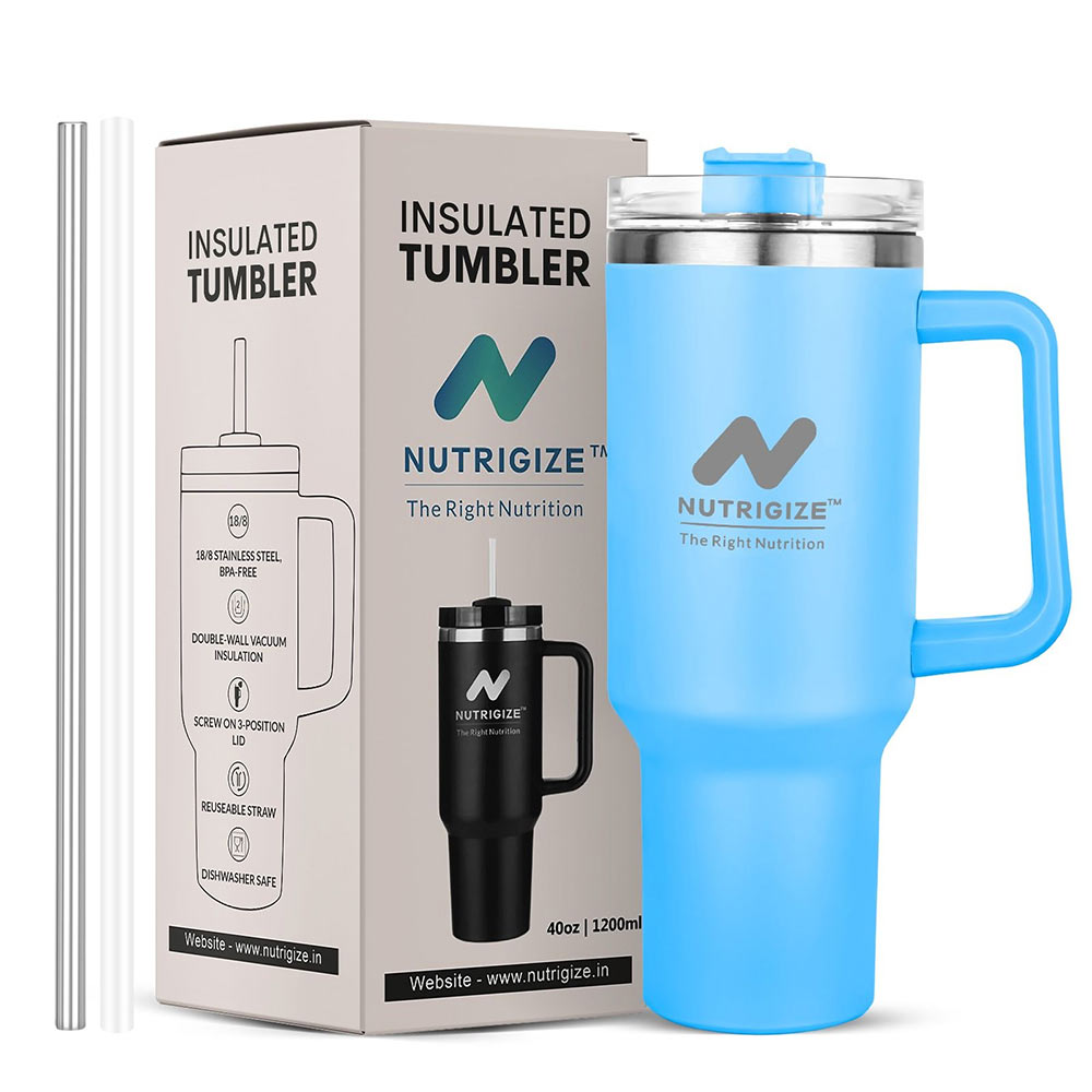 GHC Nutrigize Stainless Steel Tumbler Hot and Cold with Handle and Steel straw, Sky Blue 1.2 L-picture-14