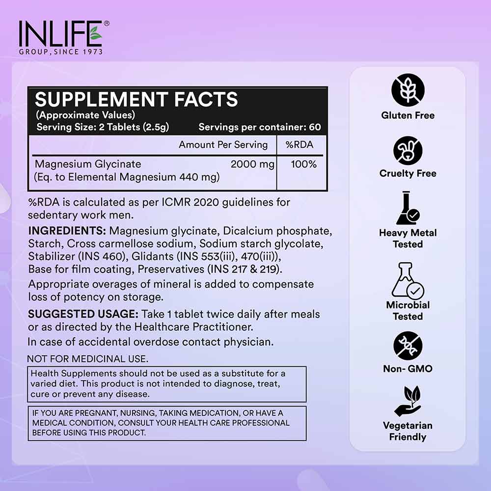 3 - INLIFE Magnesium Glycinate Forte,  Unflavoured  120 tablet(s) 