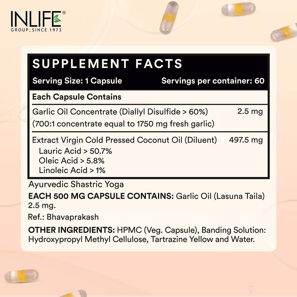 4 - INLIFE Natural Garlic Oil 0.5% with Coconut Oil,  60 veggie capsule(s) 