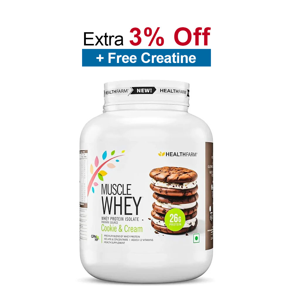 Healthfarm Muscle Whey,  4.4 lb  Cookies & Cream 