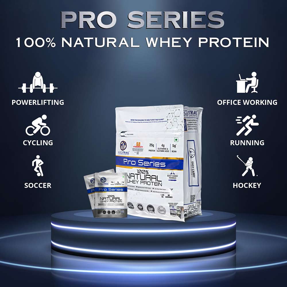 7 - Muscle Trail Pro Series 100% Natural Whey Protein,  50 sachets/pack  Vanilla (with Free Shaker Inside) 