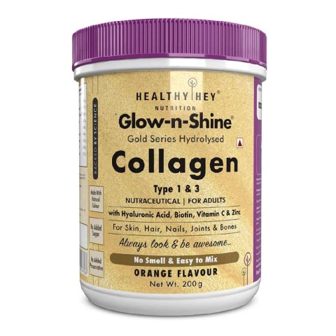 1 - HealthyHey Nutrition Gold Series Hydrolysed Bovine Collagen Type 1 & 3,  200 g  Orange 