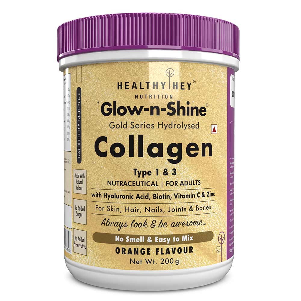 1 - HealthyHey Nutrition Gold Series Hydrolysed Bovine Collagen Type 1 & 3,  200 g  Orange 