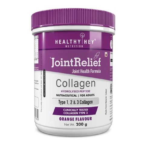 1 - HealthyHey Nutrition JointRelief Collagen Peptide Type 1 2 & 3 (Hydrolysed),  200 g  Orange 