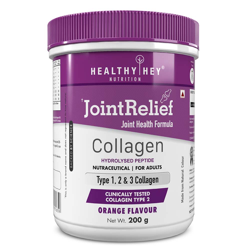 1 - HealthyHey Nutrition JointRelief Collagen Peptide Type 1 2 & 3 (Hydrolysed),  200 g  Orange 