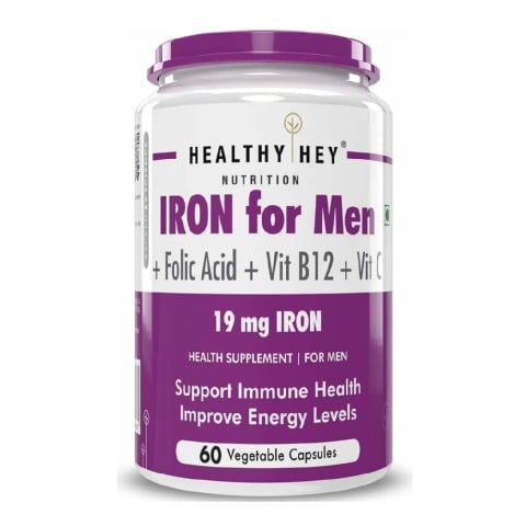 1 - HealthyHey Nutrition Iron for Men with Vit B12 Folic Acid & Vit C,  60 capsules 