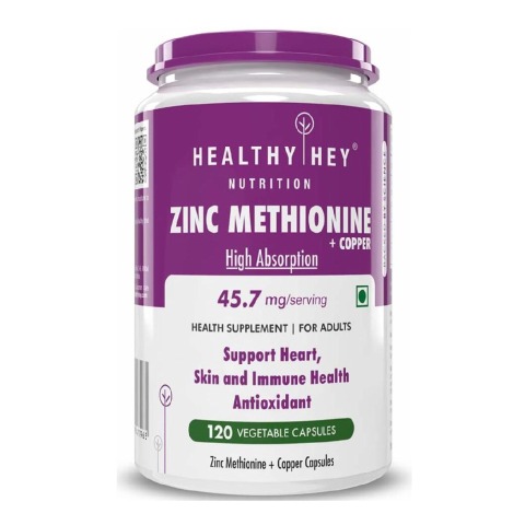 1 - HealthyHey Nutrition Zinc Methionine Plus Copper,  120 capsules 