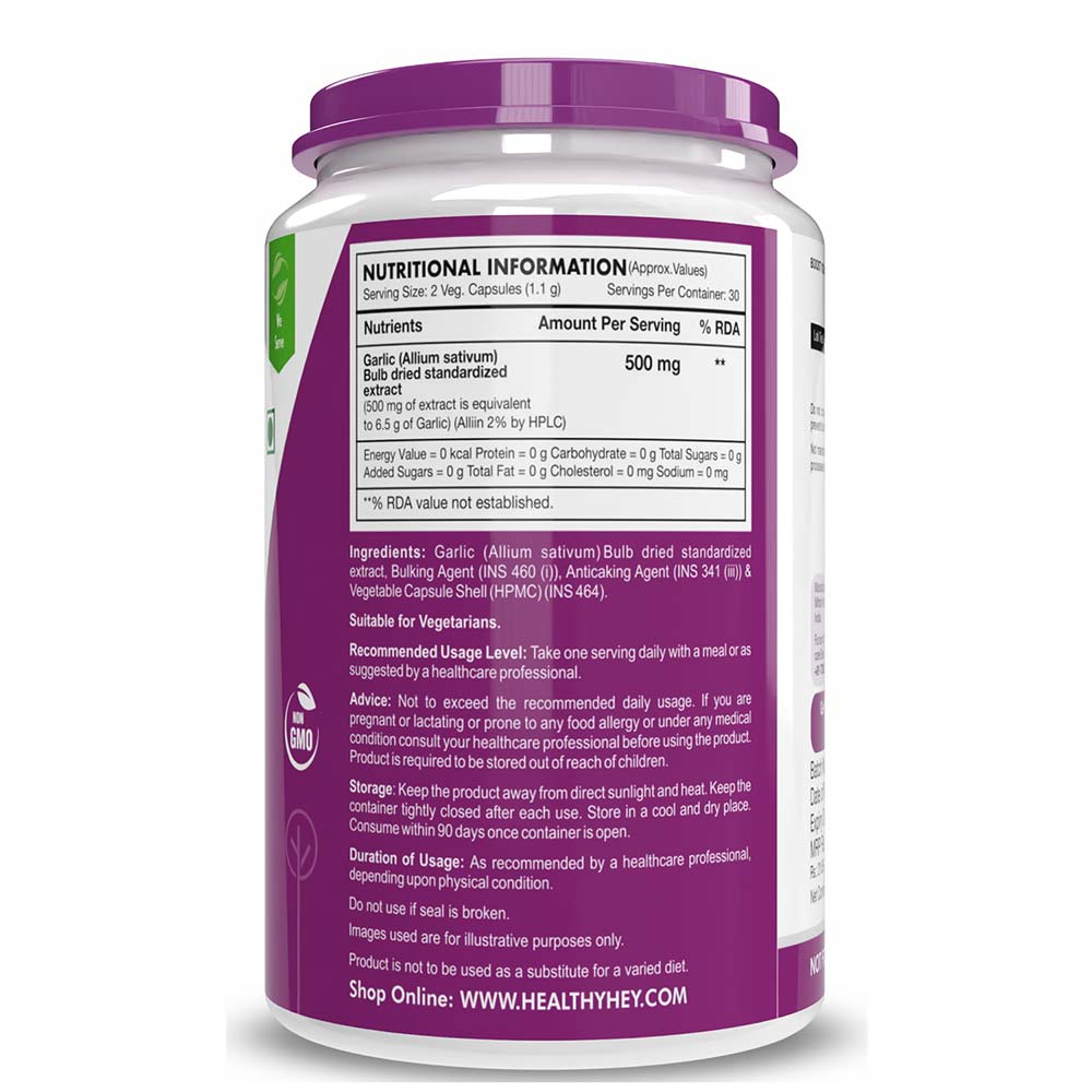 2 - HealthyHey Nutrition Garlic Extract,  60 capsules 
