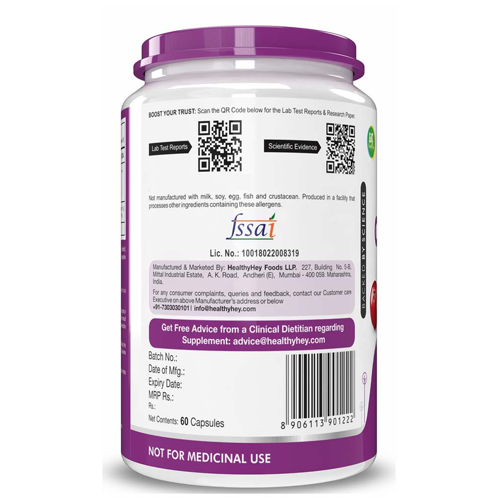 3 - HealthyHey Nutrition Natural Cranberry Extract,  60 veggie capsule(s) 