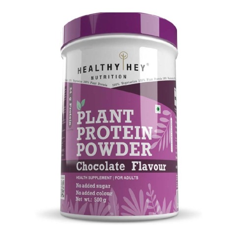 1 - HealthyHey Nutrition Plant Protein Powder,  1.1 lb  Chocolate 