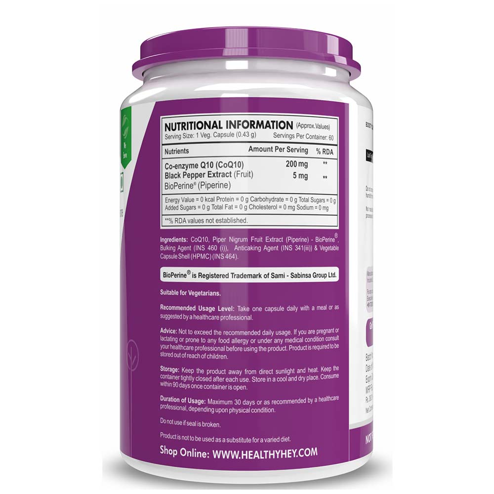 2 - HealthyHey Nutrition CoQ10 with Bioperine 205mg,  60 veggie capsule(s) 