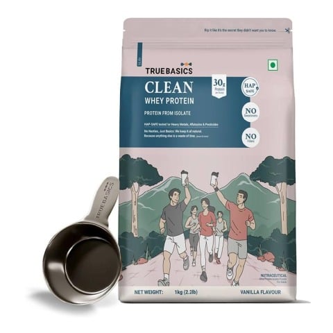 1 - TrueBasics Clean Whey Protein (Isolate),  2.2 lb  Vanilla 
