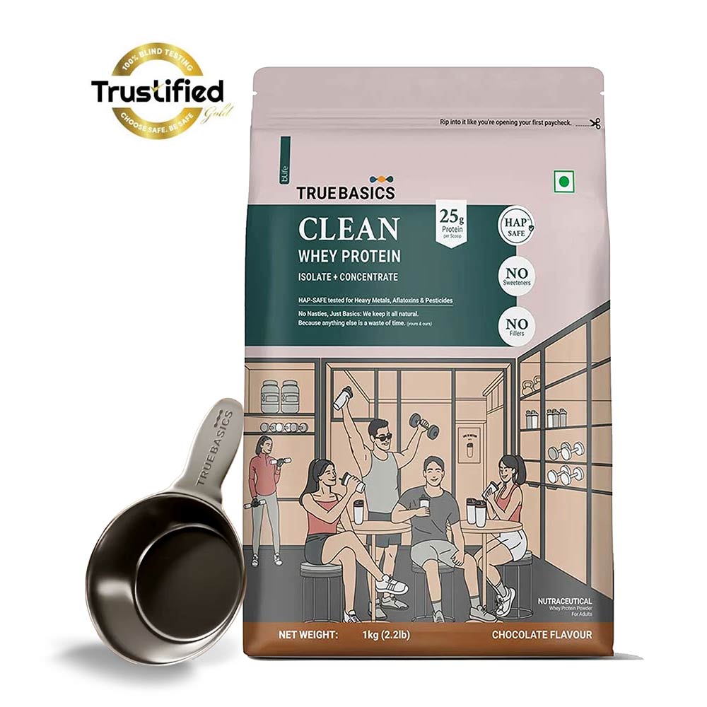 TrueBasics Clean Whey Protein (Isolate + Concentrate), 2.2 lb Chocolate