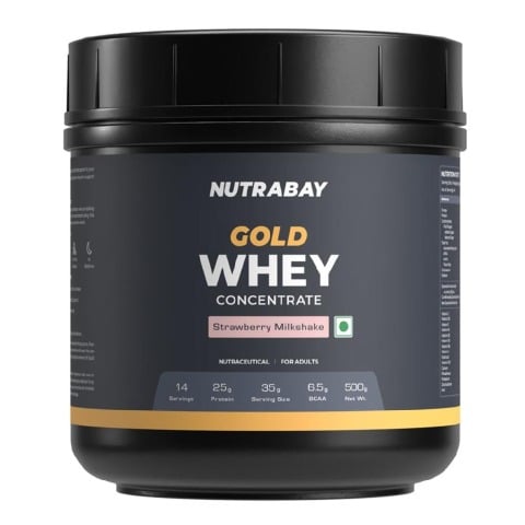 1 - Nutrabay Gold Concentrate Whey Protein,  1.1 lb  Strawberry Milkshake 