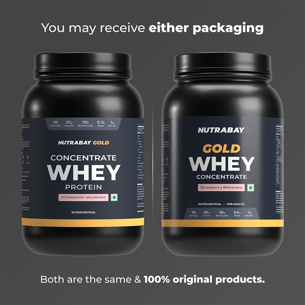 2 - Nutrabay Gold Concentrate Whey Protein,  2.2 lb  Strawberry Milkshake 