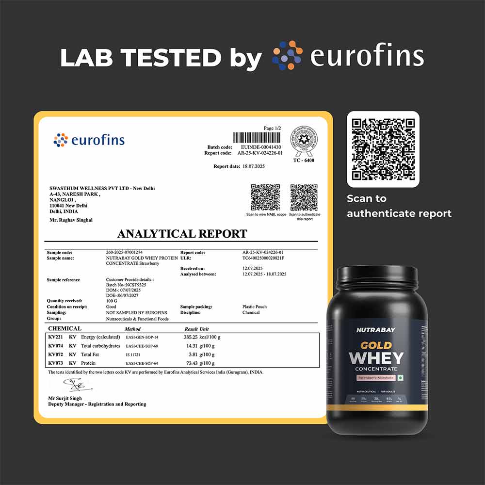 5 - Nutrabay Gold Concentrate Whey Protein,  2.2 lb  Strawberry Milkshake 