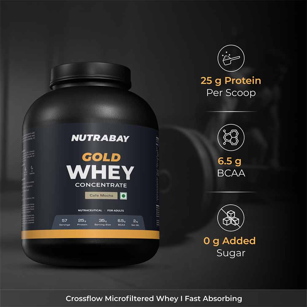 3 - Nutrabay Gold Concentrate Whey Protein,  4.4 lb  Cafe Mocha 