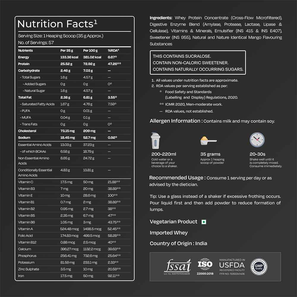 6 - Nutrabay Gold Concentrate Whey Protein,  4.4 lb  Mango 