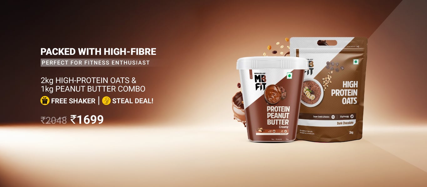 MuscleBlaze High Protein Oats 2 kg & Peanut Butter 1 kg Combo @ 1699 + Free Shaker