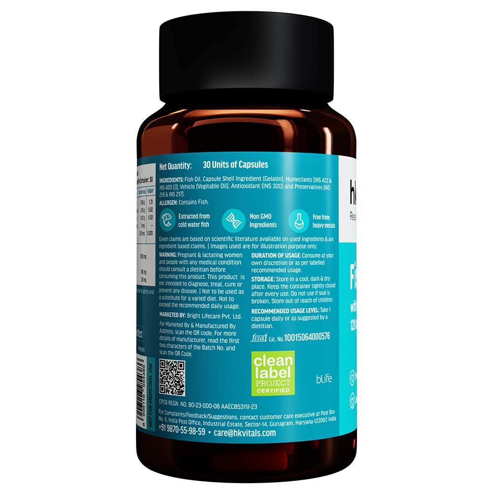 1 - HealthKart HK Vitals Fish Oil 1000mg with 180mg EPA and 120mg DHA,  30 capsules