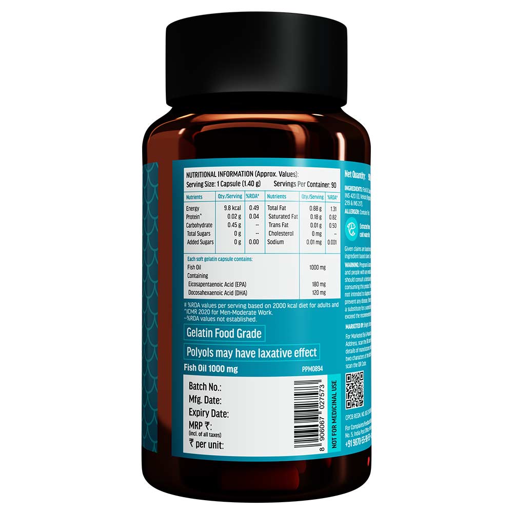 3 - HK Vitals Fish Oil 1000mg with 180mg EPA and 120mg DHA,  90 capsules