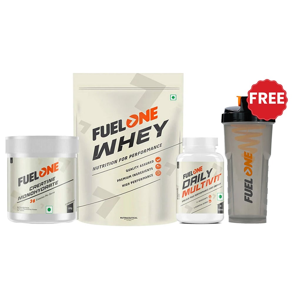 Fuel One Whey Protein Powder 1 kg Fudge Chocolate & 100g Creatine Monohydrate & Daily Multivitamin 30 Tabs Combo