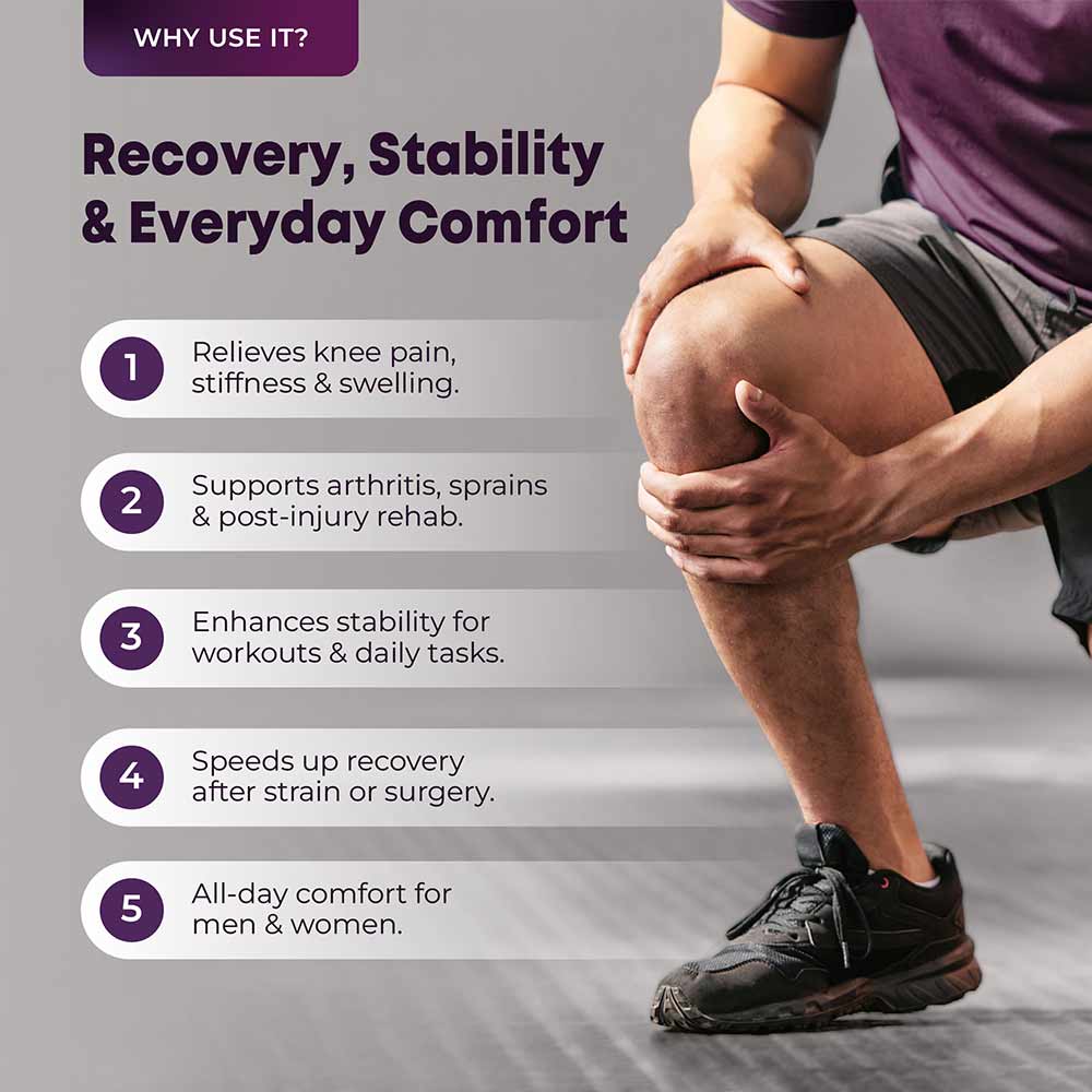3 - betterhood Premium Knee Sleeve with with Gel Pad & Side Stabilizers,  Black  Medium 