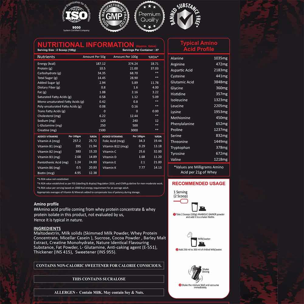 3 - Muscle Garage Anabolic Gainer,  5.95 lb  Chocolate 