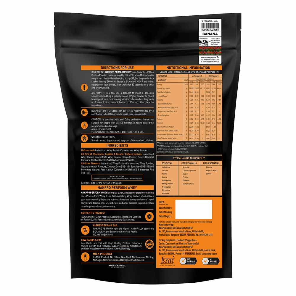2 - Nakpro Perform Whey Protein Concentrate,  1.1 lb  Banana 