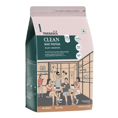 7 - TrueBasics Clean Whey Protein (Isolate + Concentrate),  2.2 lb  Coffee 