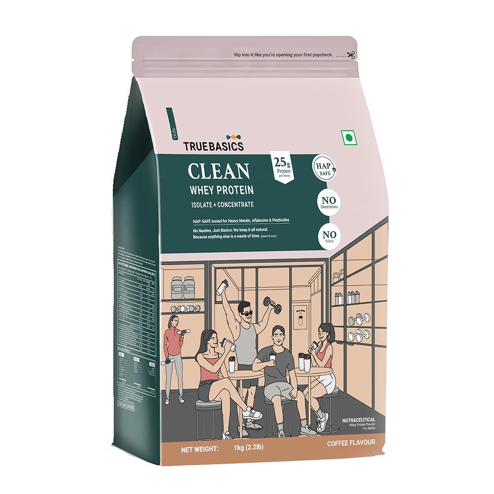 7 - TrueBasics Clean Whey Protein (Isolate + Concentrate),  2.2 lb  Coffee 