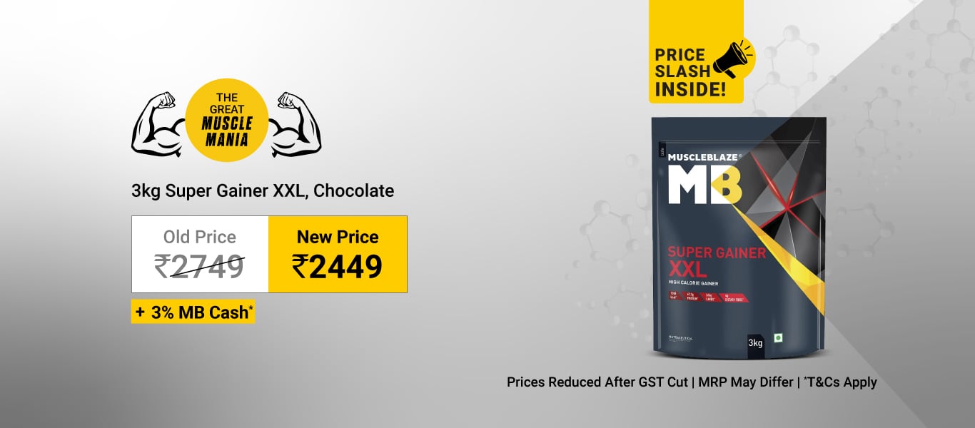 3kg Super Gainer Chocolate @ New Price: 2449 + 3% MB Cash