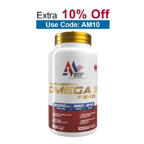 Americanz Muscles Professional Omega 3 Fish Oil,  100 softgels 