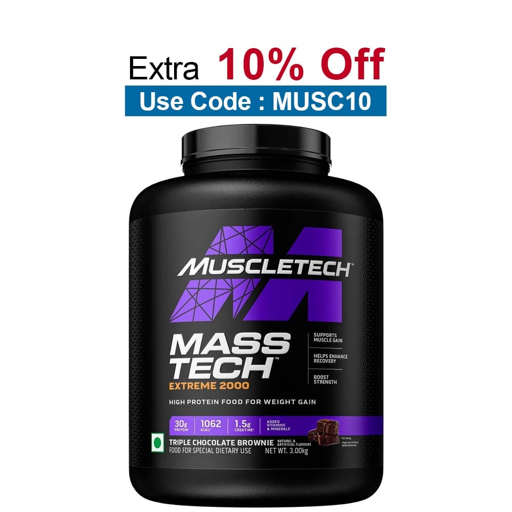 MuscleTech Mass Tech Extreme 2000,  6.6 lb  Triple Chocolate Brownie - India 
