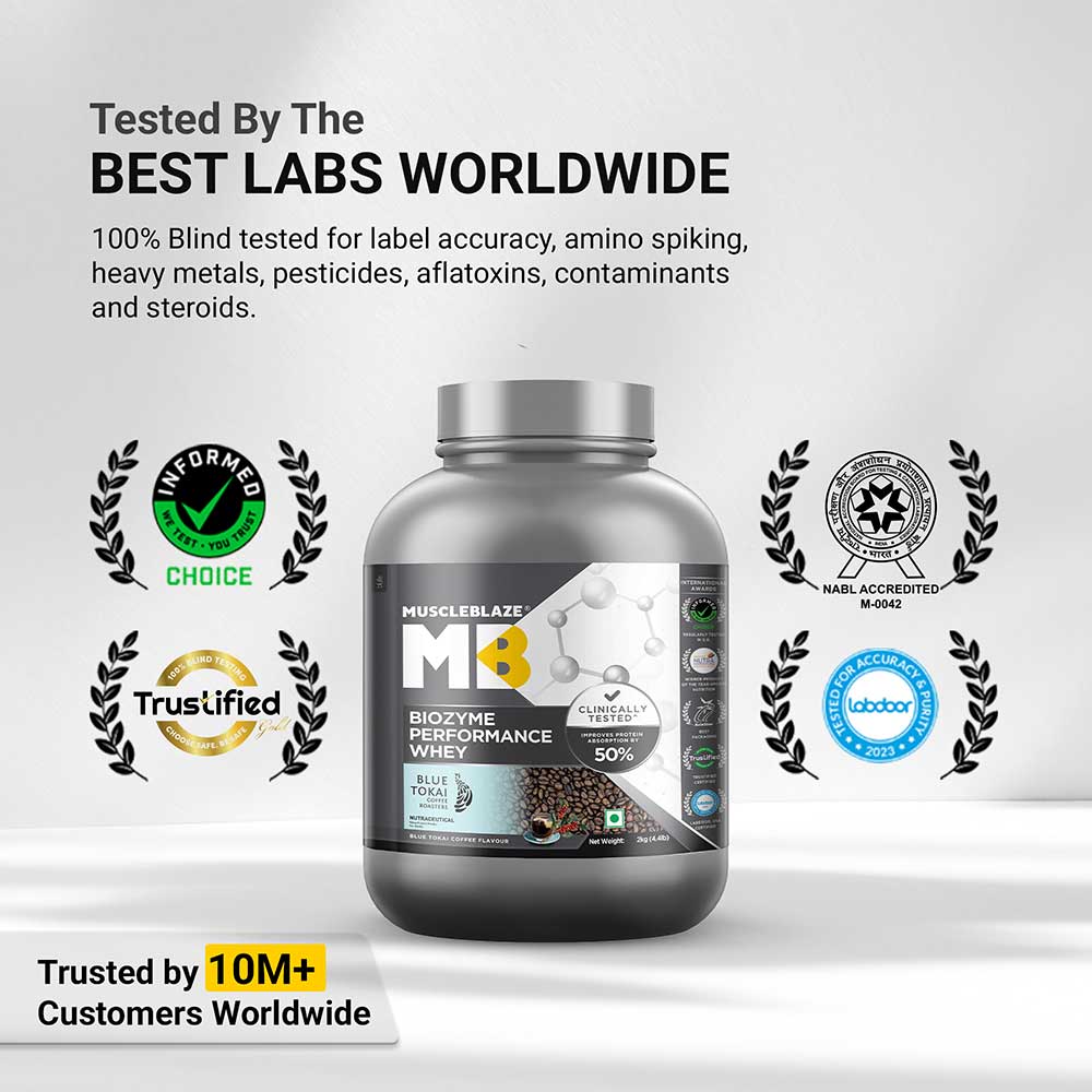 5 - MuscleBlaze Biozyme Performance Whey,  4.4 lb  Blue Tokai Coffee