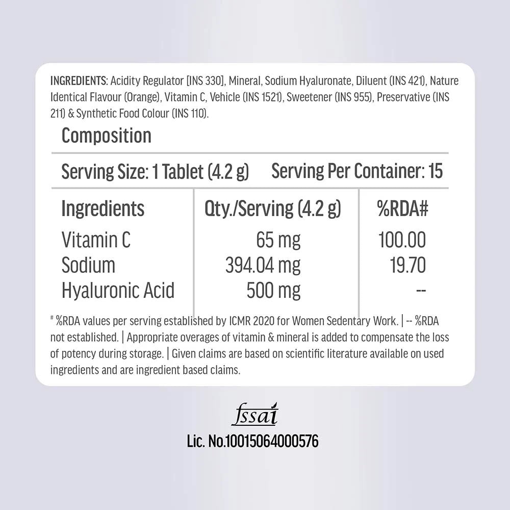Hyaluronic Acid Effervescent 15 tabs Orange Pack of 2