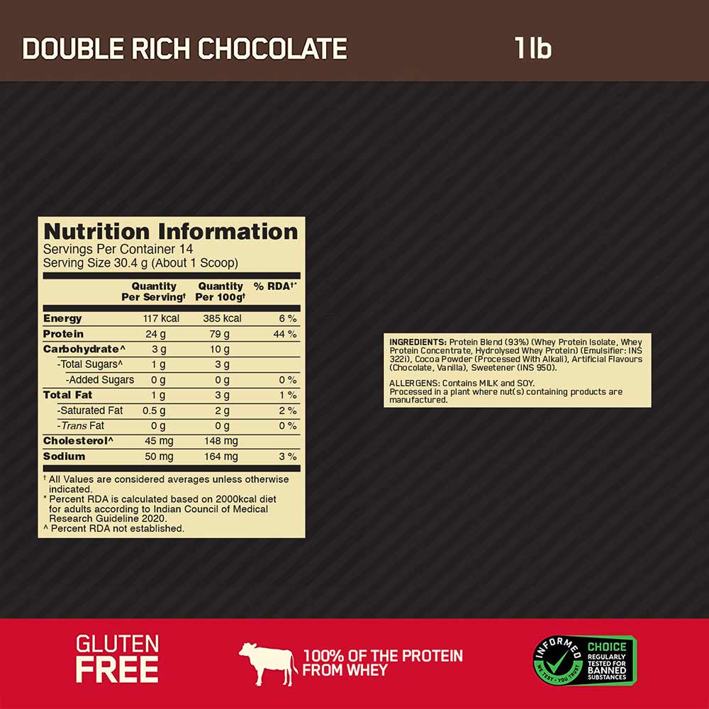 8 - ON (Optimum Nutrition) Gold Standard 100% Whey Protein,  1 lb  Double Rich Chocolate 